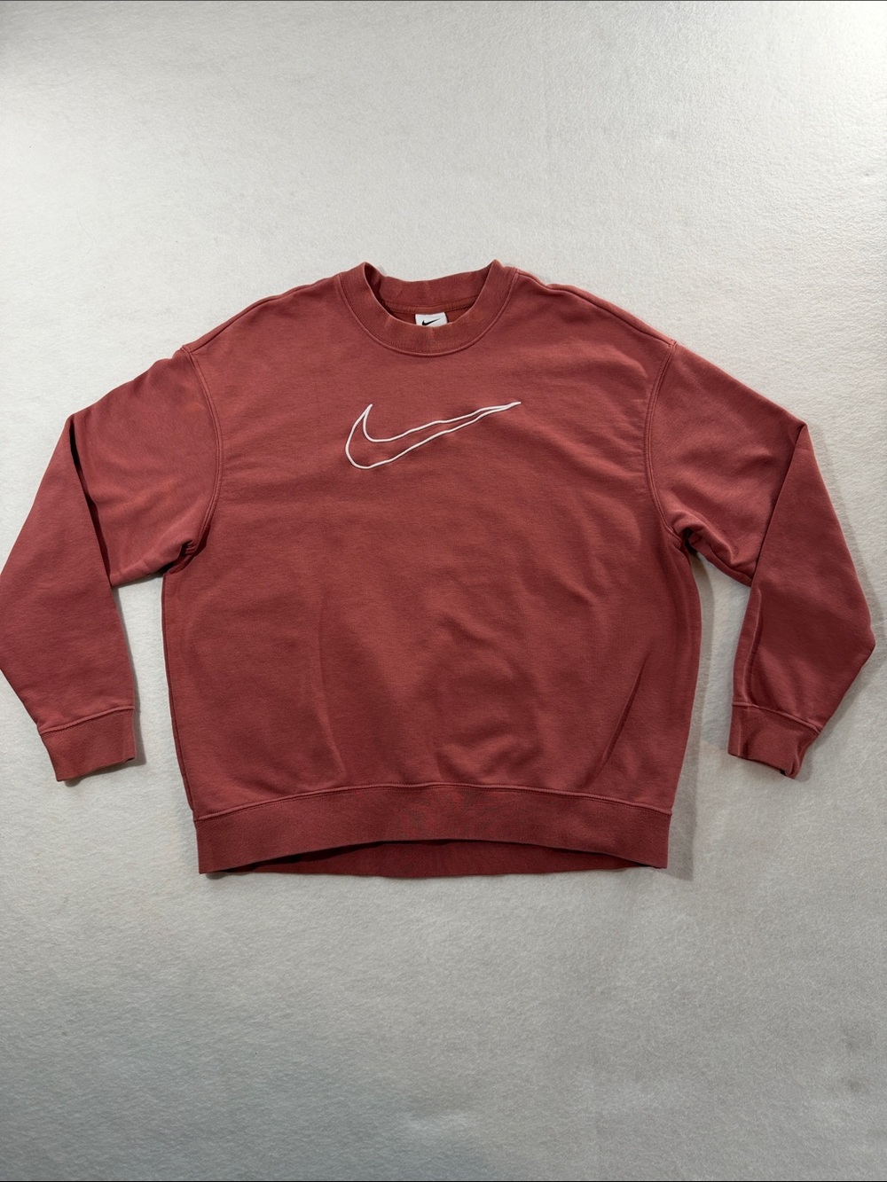Nike Men's Burnt Clay Crewneck Sweatshirt with White Swoosh